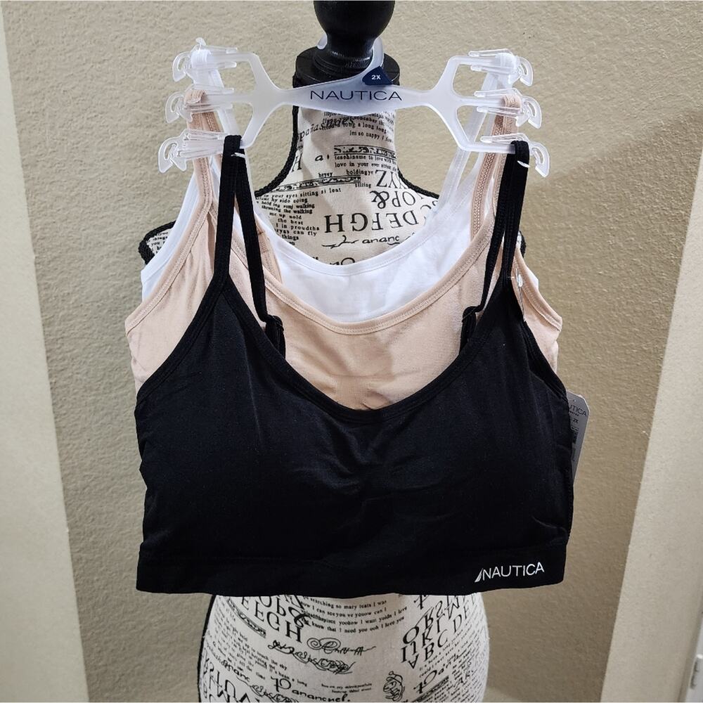 Nautica 3pc active‎ athletic workout lounge bralettes bras plus size 2X new